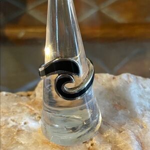 Sterling Silver Modernist Black And Silver Swirl Ring